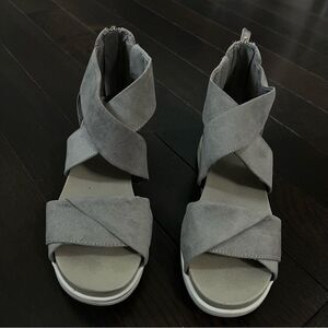 Dr. Scholl's Golden Hour Gladiator Strappy Wedge Sandal Soft Gray Size 6.5